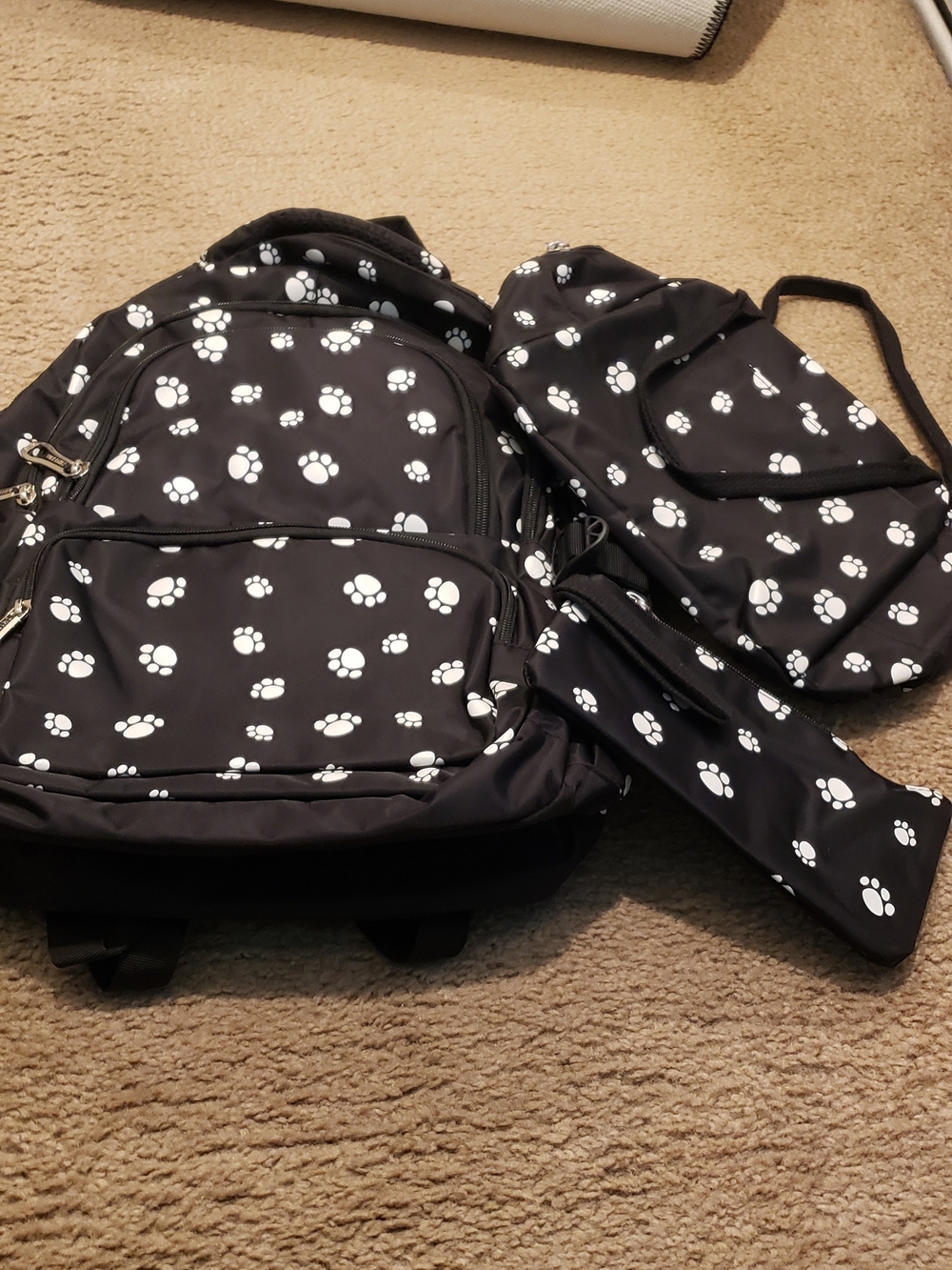 Black & White Paw Print Backpack